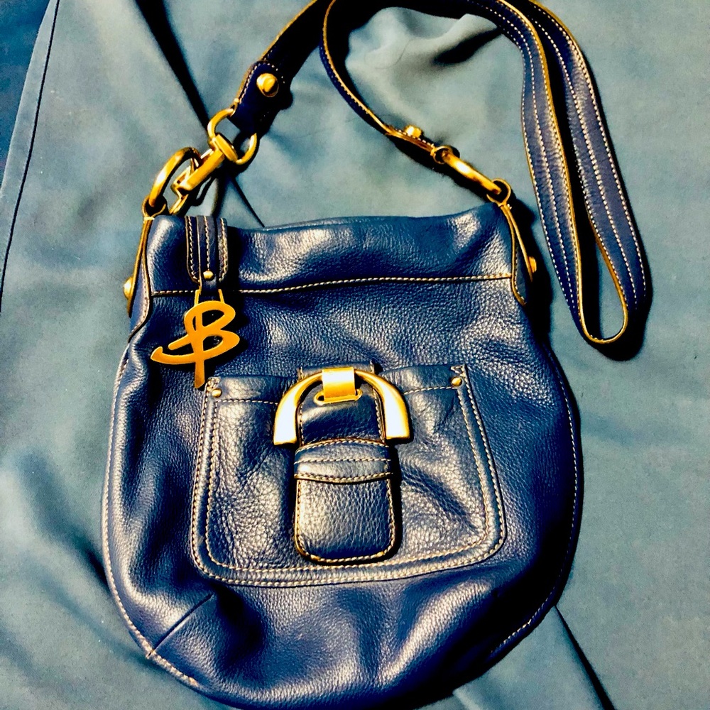 B. Makowsky Cobalt Pebble Grain Leather Crossbody